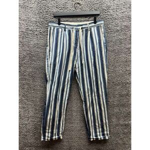 Paolo Pecora Milano Striped Cotton-Linen Casual Pants Multicolor Mens Size 48
